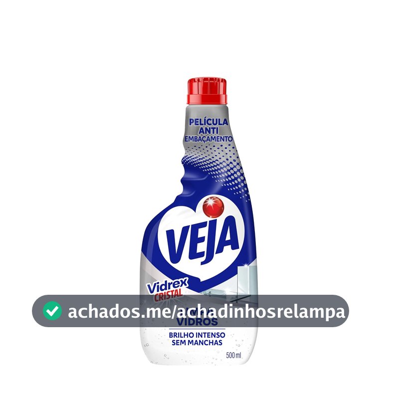 Limpa Vidros Spray Veja Vidrex Cristal 500ml Refil