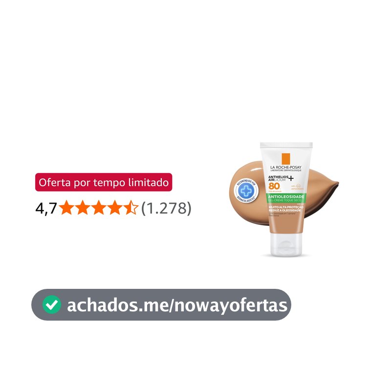 La Roche-Posay, Anthelios Airlicium, Protetor Solar Facial Antioleosidade com Cor, Controle de Oleosidade, Efeito Matte, Toque limpo, Ação anti-transferência da cor, Cobertura