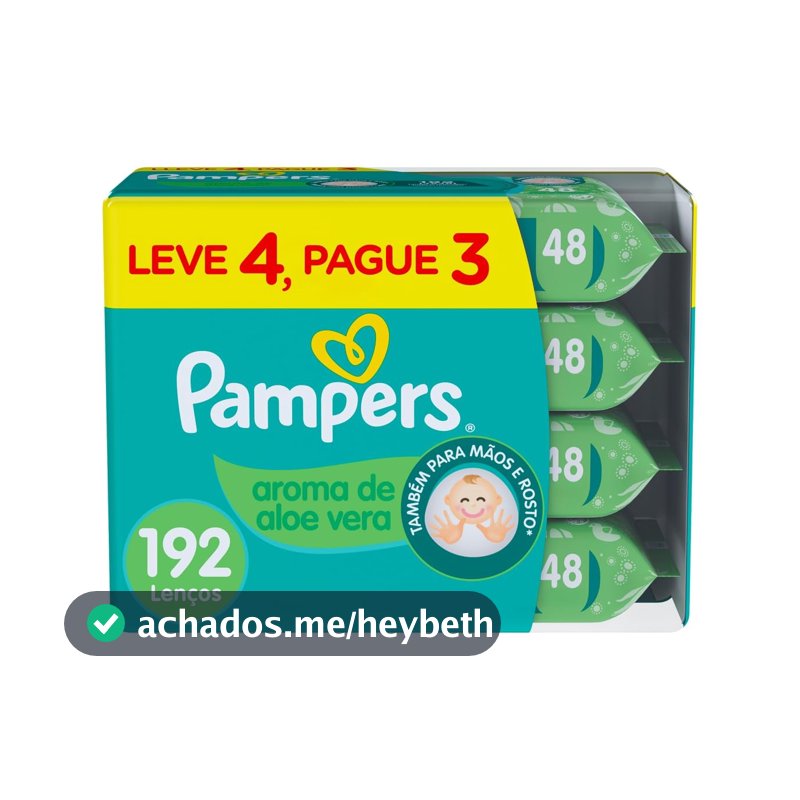 Lenços Umedecidos Pampers Aroma de Aloe Vera 192 Unidades