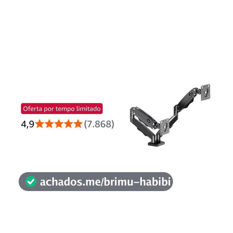 ELG, F160N, Suporte Articulado de Mesa com Pistão a Gás e Ajuste de Altura, 2 Monitores de 17” a 35”, Com Organizador de Cabos, Capacidade de 2kg a 9kg, Preto