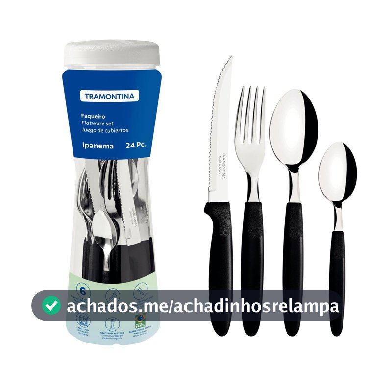 Faqueiro 24 Peças, Tramontina, Ipanema 23399091, Preto