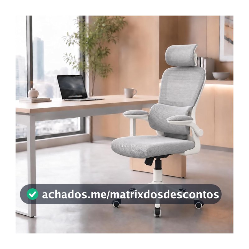 Laruno Cadeira de Escritório Almirante C600 Mesh Reclinável Cinza 150kg