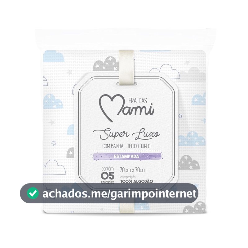 Fralda Pano de Bebê Mami 70 cm x 70 cm Pacote com 5 Unidades, Azul