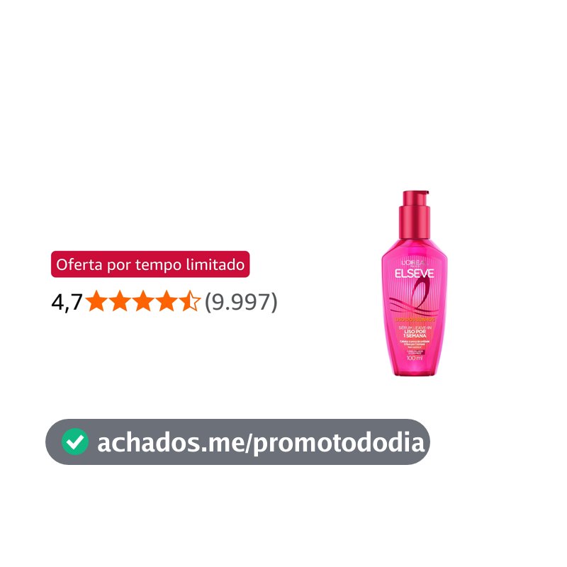 L'Oréal Paris Elseve Sérum Leave-in Liso dos Sonhos com Tecnologia Ativada por Calor, Antifrizz, Protetor Térmico e Barreira Contra Umidade, 100ml