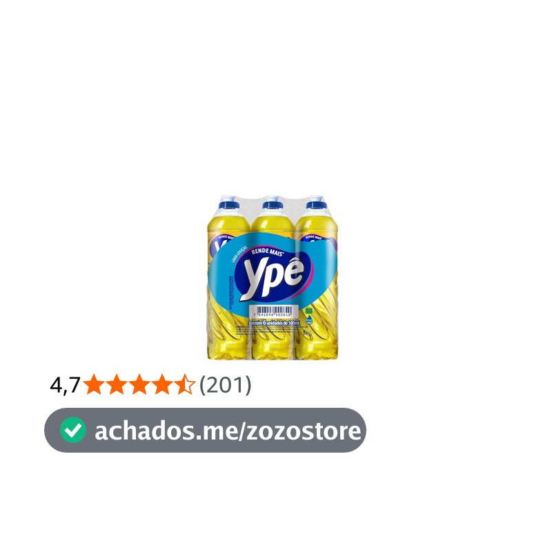 Ypê Pack Detergente Neutro 500ml (6 unidades)