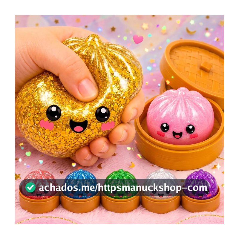 Squishy Paozinho Surpresa Colecionavel com Caixinha de Bambu Glitter 3 anos