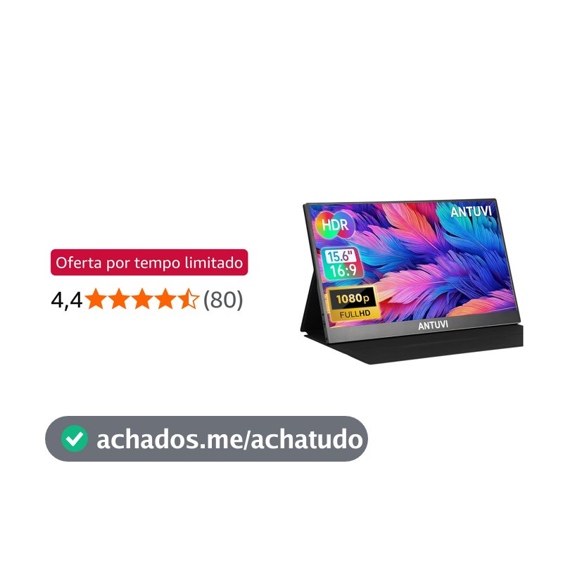 ANTUVI Monitor Portátil 15.6''+ Case, 1080P, MINI Segunda de Notebook Extensor De Tela, Ultra-Slim e portátil, com alto-falante de pé, Adequado para Viagens, Casa, Trabalho/Jogos