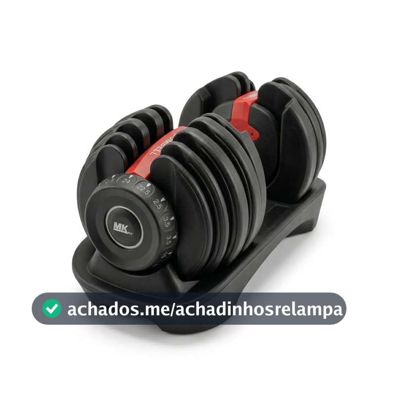 Halter Ajustável Até 24kg MKFIT Dumbbell Profissional com Anilhas, Barra e Travas de Segurança, Peso Regulável para Musculação, Treino em Casa, Academia, Fitness, Alta Durabilidade
