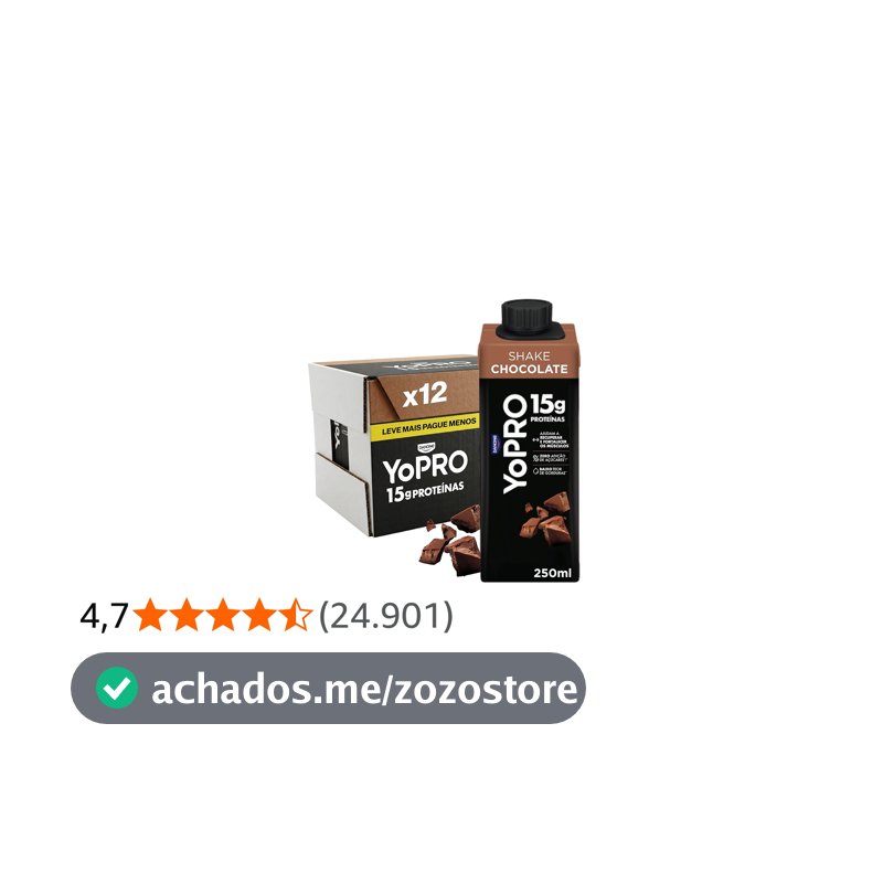 YoPRO Bebida Láctea UHT Chocolate Líquida Caixinha 250ml - 15g de Proteínas - Sem Lactose - Pack com 12 Unidades