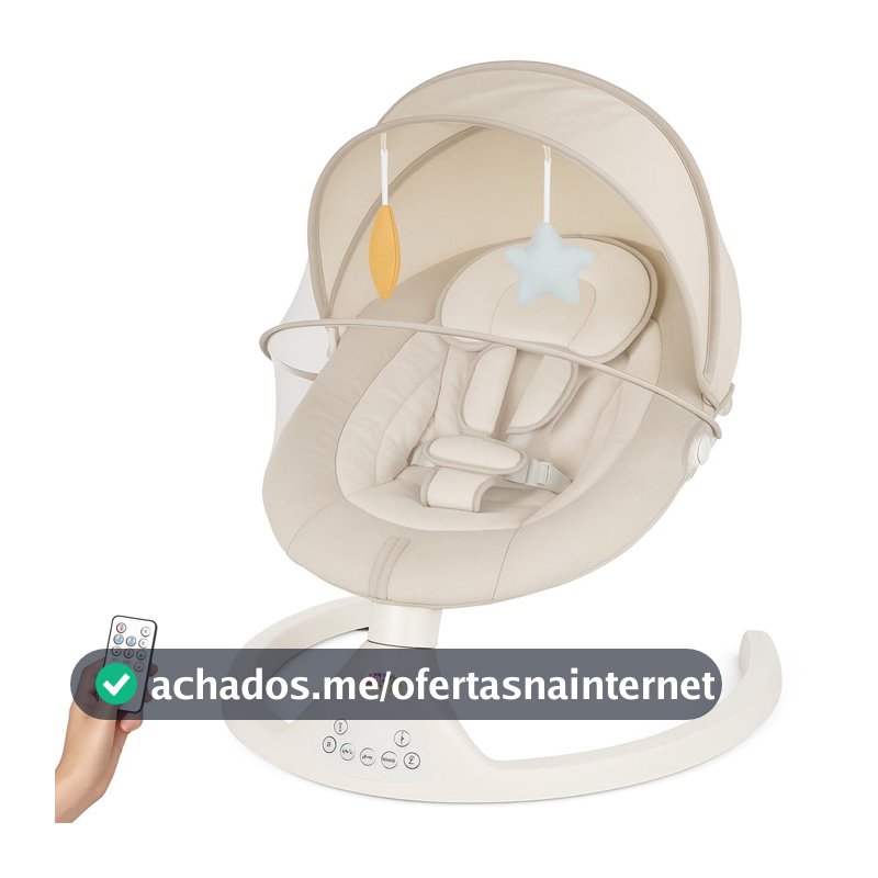 Cadeira de Descanso e Balanço para Bebê Bliss Baby Style com Música, Mosquiteiro e Controle Remoto