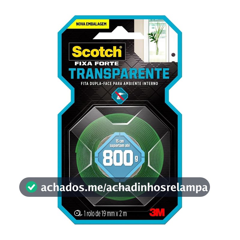 SCOTCH 3M Fita Dupla-face Fixa Forte Transparente 19 mm x 2 m 1 Unidade