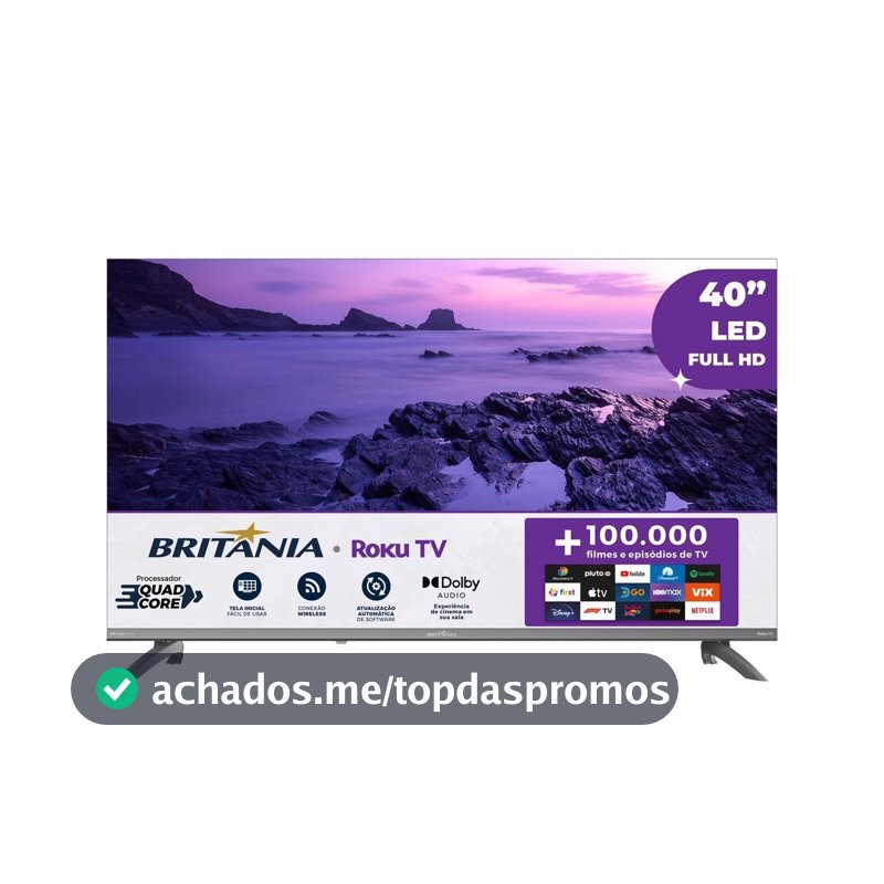 Smart TV 40" Britânia Roku TV HDR10 Dolby Audio B40CRA