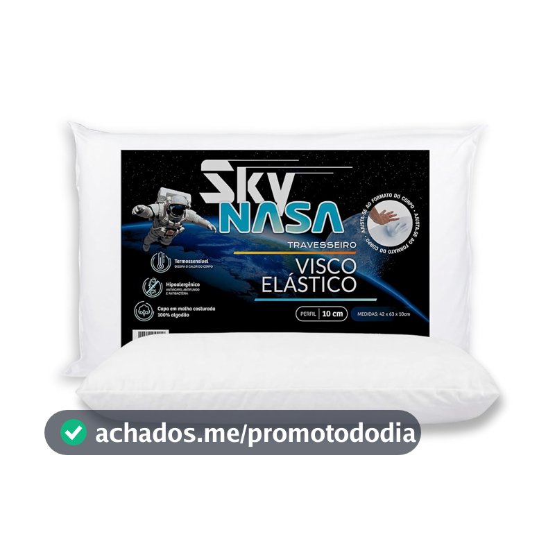 Z Pass Sleep Travesseiro Nasa Sky Viscoelástico Altura 10cm Densidade D40 Premium Capa 100% algodão para fronhas 50x70cm - Branco