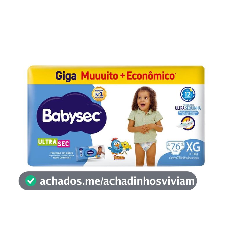 Fralda Babysec Ultrasec Giga XG 76 Unidades