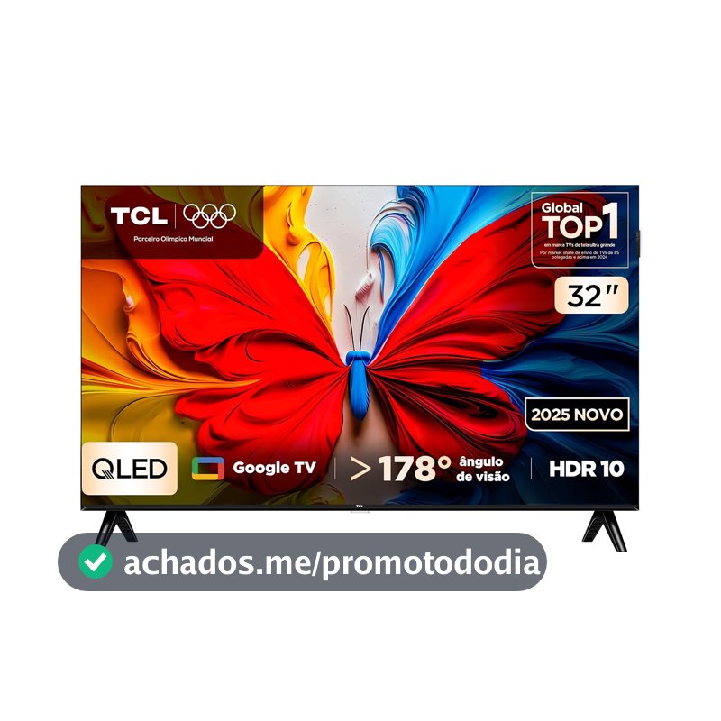 Smart TV TCL 32 Polegadas QLED Full HD S5K WiFi Bluetooth Google TV 2 HDMI HDR10 Dolby Audio 32S5K