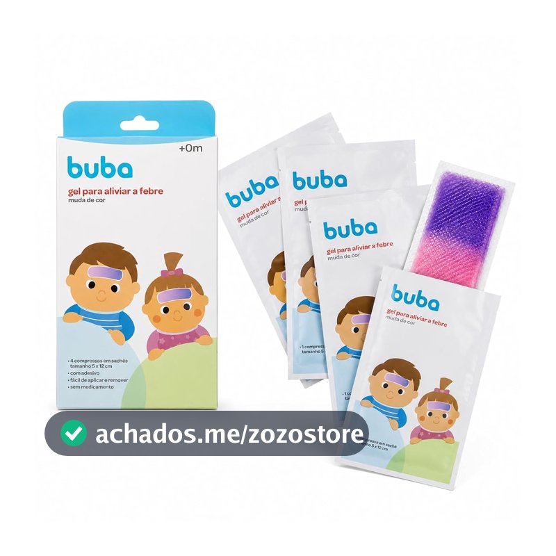 Buba Adesivo Gel para Testa Infantil, Atóxico, Compressa de Alívio Xo Febre, Muda de Cor, para Vacina
