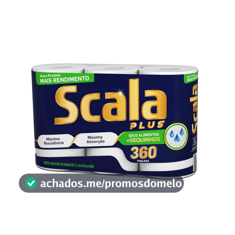Papel Toalha em Rolo Scala Plus Mega, 360 Toalhas
