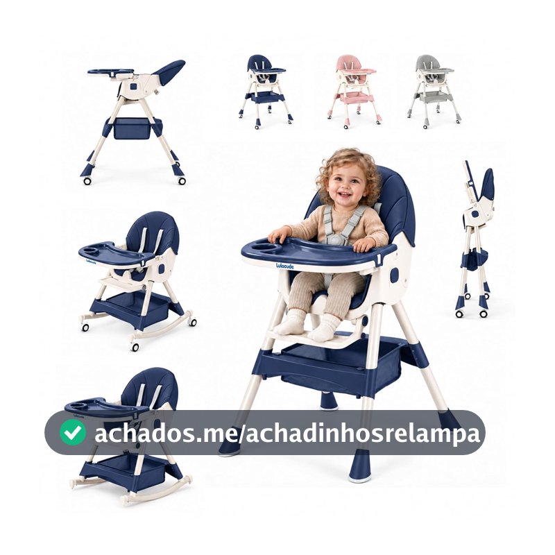 Cadeira de Alimentação Bebê Portátil 6 em 1, Dobra com um Toque. (Azul)