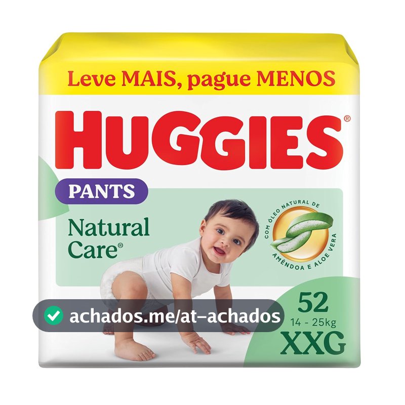 Huggies Fralda Pants Premium Natural Care XXG - 52 Un