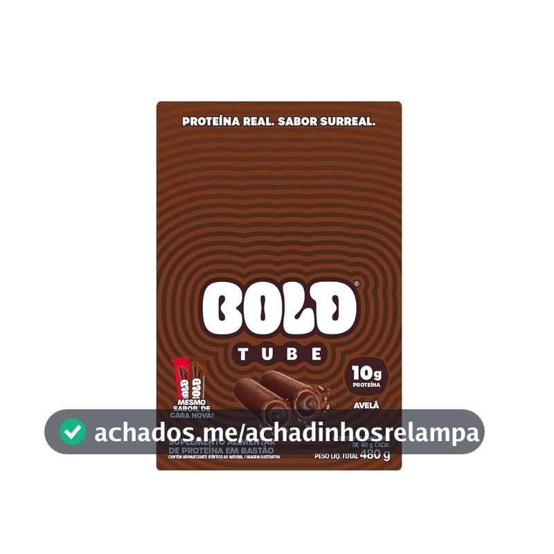 BOLD Tube Chocolate Proteico Avelã 10g de Proteína (12 Un.)
