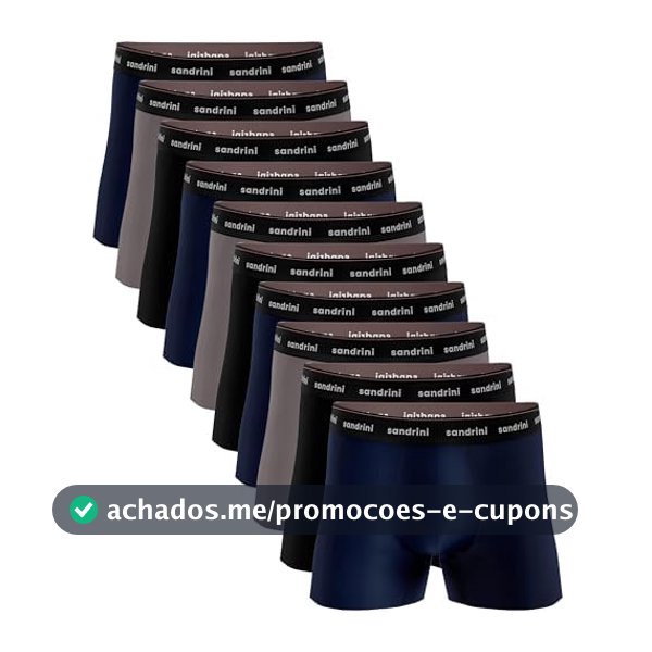 Kit 10 Cuecas Boxer Sandrini Masculinas Algodão Conforto
