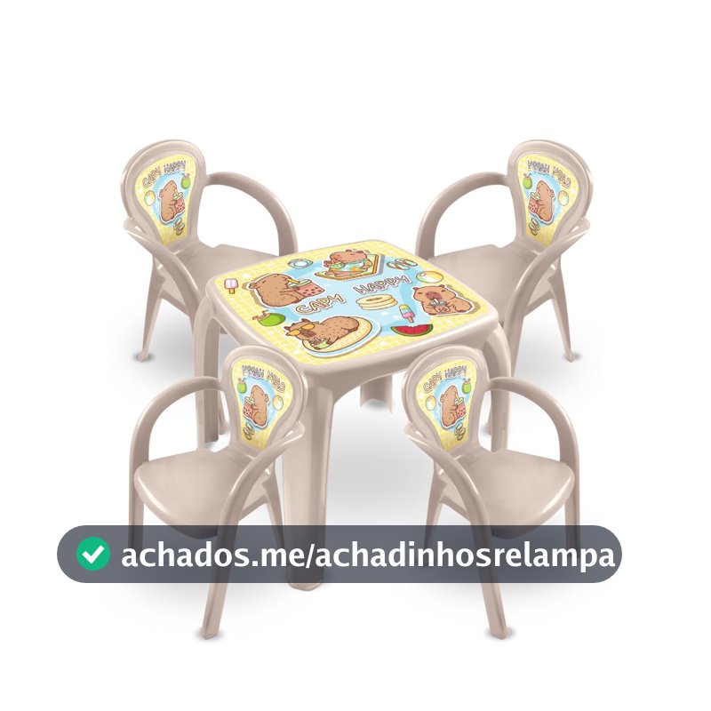 Mesa Mesinha Infantil Capy Happy Capivara Atividades Escolar (Mesa + 4 CAdeiras)
