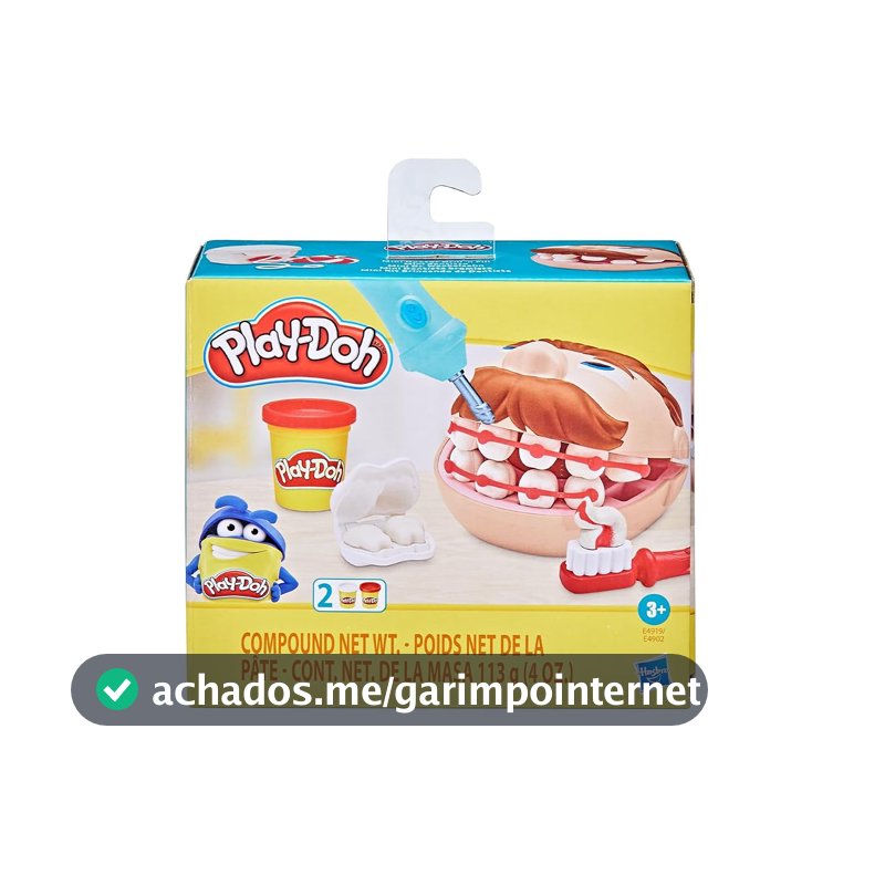 Play-Doh, Massinha de Modelar Infantil, Brincando de Dentista - Conjunto de Brinquedo com Acessórios e 2 Potes - A partir de 3 Anos