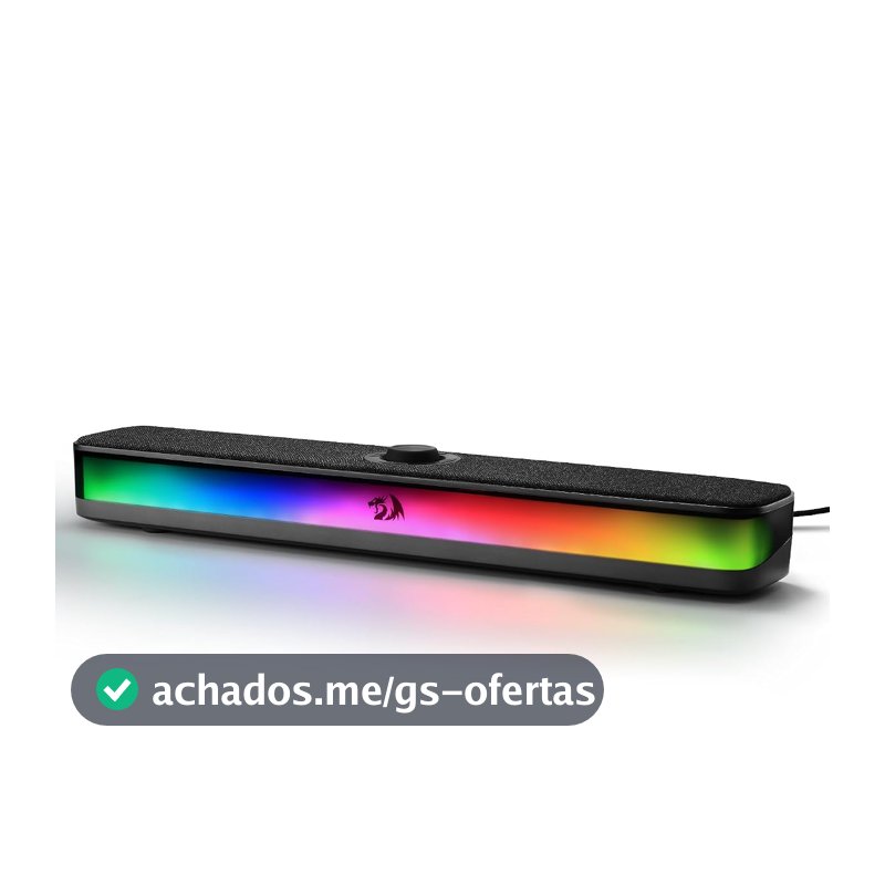 Soundbar Gamer Redragon Neo RGB Preto USB Tipo-C Falantes Duplos 2x5W RMS com Roda de Volume Revestimento em Tecido GS515