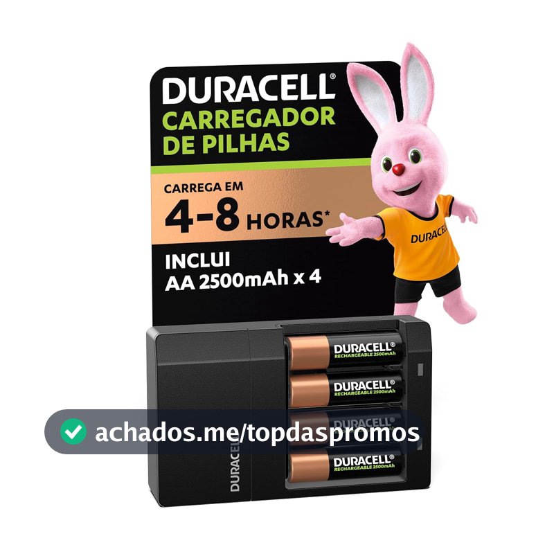 Duracell Carregador de Pilhas Recarregáveis AA e AAA Com 4 Pilhas AA Inclusas – Bivolt