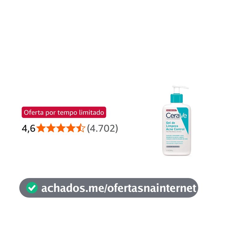 CeraVe Acne Control Refil Gel de Limpeza Facial, Pele Normal a Oleosa, 60g