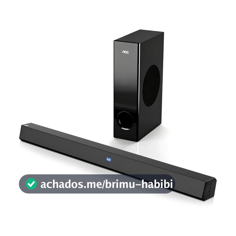 AOC ACS3410 Soundbar 2.1 Canais Home Theater - 3D Surround 360°, 85W, Subwoofer Incluso + Controle Remoto, Bluetooth+HDMI, Compatível com Diversos Dispositivos