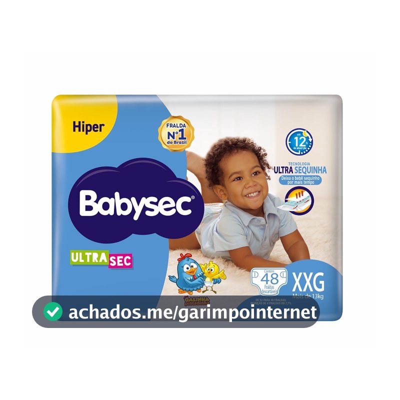 Fralda Babysec Galinha Pintadinha Ultrasec, Tamanho XXG, 48 Unidades