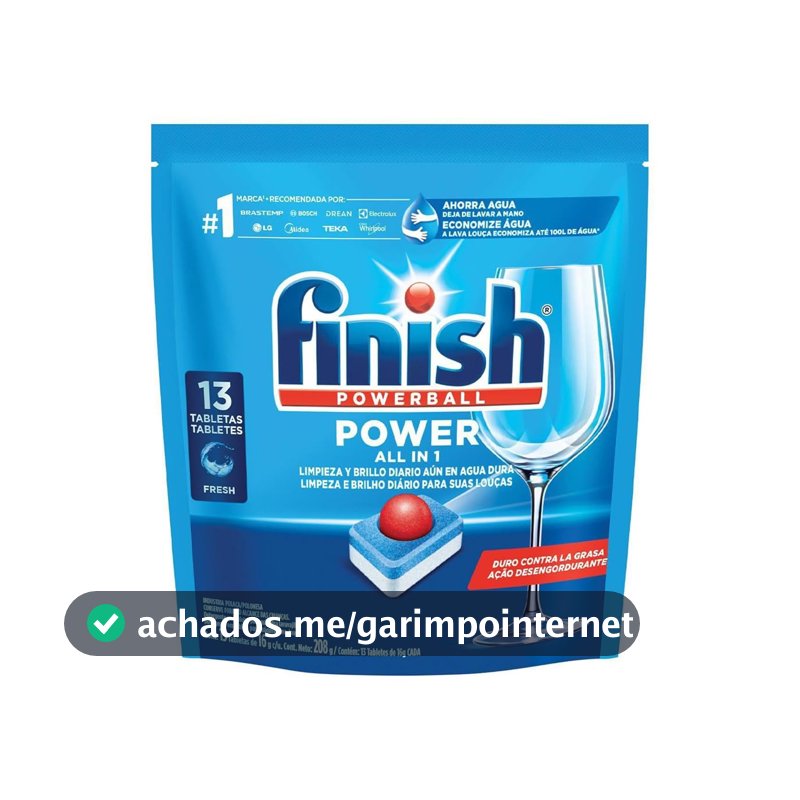 Finish Powerball Detergente para Lava Louças em Tabletes e Secante, 13 Tabletes