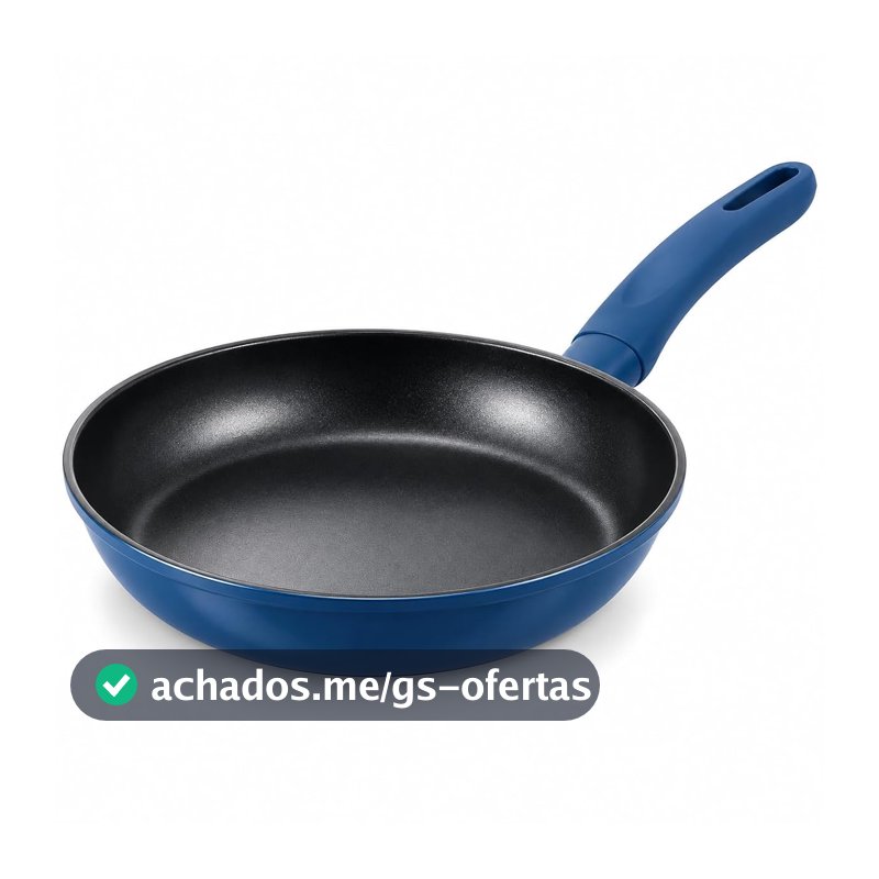Frigideira Azul 24cm 1,5L com Revestimento Cerâmico Antiaderente, Cabo Soft Touch, Fundo para Indução, Gás, Elétrico e Cerâmico