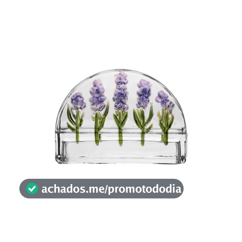 LYOR - Porta Guardanapos Lavanda Hand Painting 12,5cm x 4,5cm x 9cm Cristal