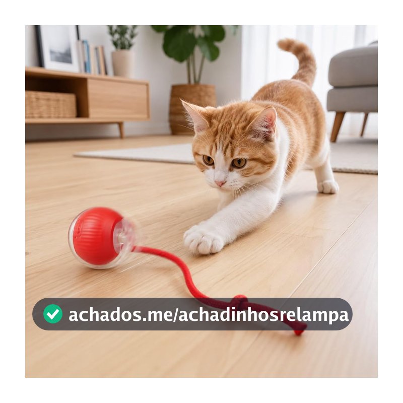 Bola Interativa Pet para Gatos e Cães, Brinquedo Inteligente com Rolamento Automático, Bolinha Giratória Recarregável USB, Estimula Instinto de Caça e Exercícios para Pets