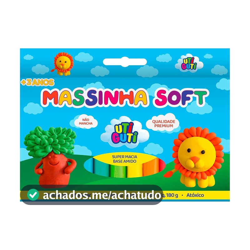 Utiguti Massa de Modelar Soft Estojo com 12 Cores 180G