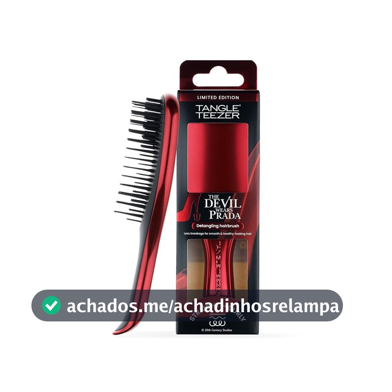 Tangle Teezer - Escova de cabelo desembaraçadora The Mini Ultimate Detangler para todos os tipos de cabelo, ideal para o uso em fios úmidos. Cor: Vermelho metalizado -Diabo Veste Prada 2