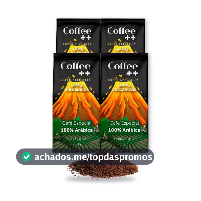 Kit 4 Pacotes Café Especial Torrado e Moído Coffee Mais Variedades: Solos Vulcânicos - 100% Arábica (4x250g)