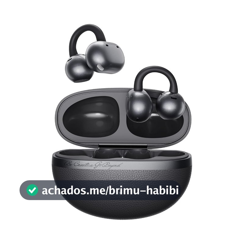 Fone de ouvido sem fio QCY Crossky C50, Bluetooth 6.0, 35 horas de reprodução, leves e confortáveis para usar em corrida/fitness, adequados para orelhas pequenas, à prova d'água IPX5(Preto)