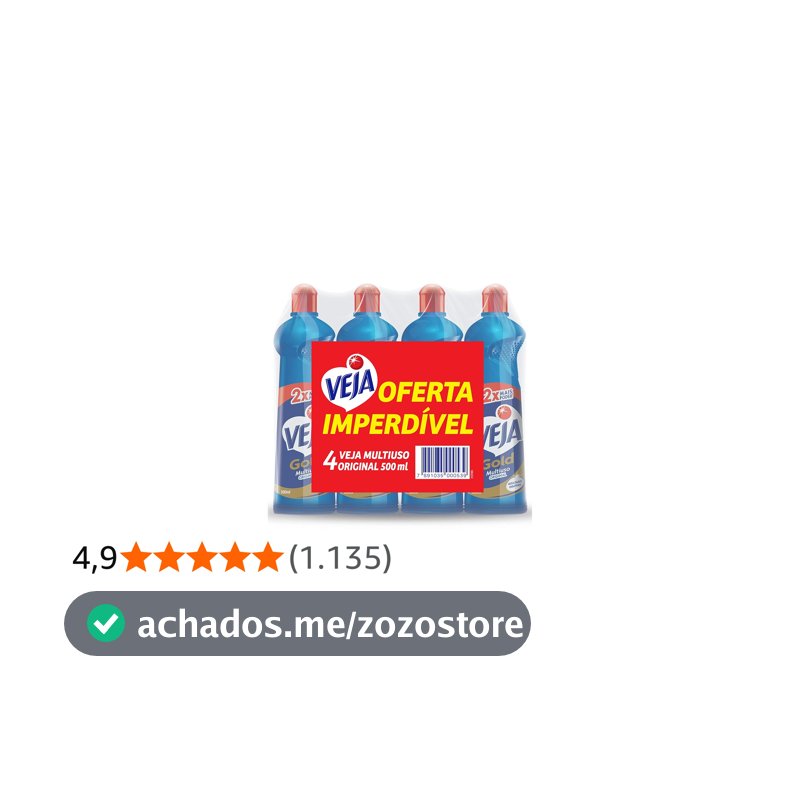 Kit com 4 Limpadores Veja Gold Multiuso Original 500ml, Veja, Azul