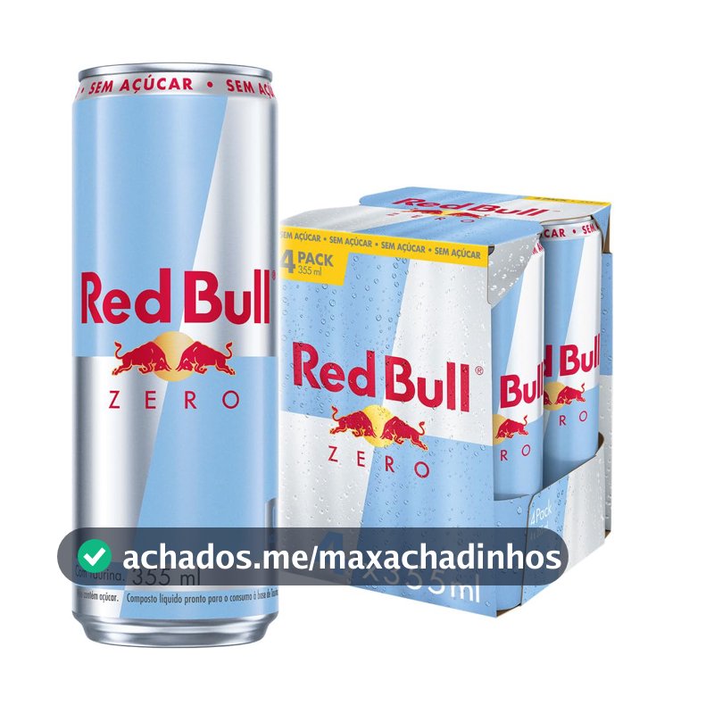 Red Bull Energético, Zero, Sem Açúcar, 355ml, 4 latas