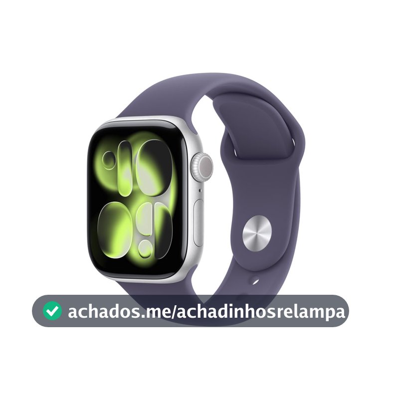 Apple Watch Series 11 GPS, Caixa em alumínio prateado de 42 mm com Bracelete desportiva roxo névoa - P/M