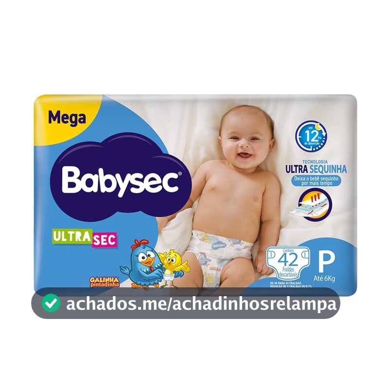 Fraldas Babysec Ultrasec Galinha Pintadinha, P, 42 Unidades