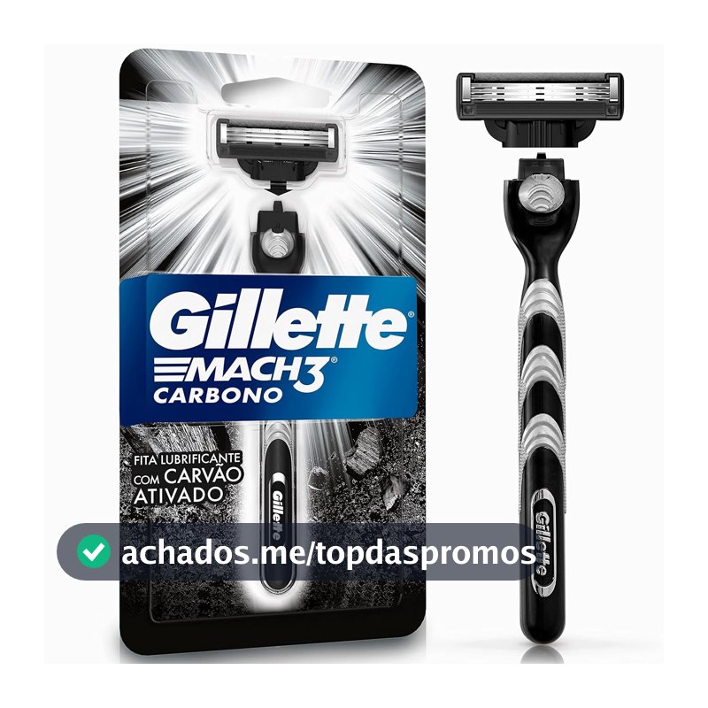 Gillette Mach3 Carbono Aparelho de Barbear com Carvão Ativado 1 Unidade