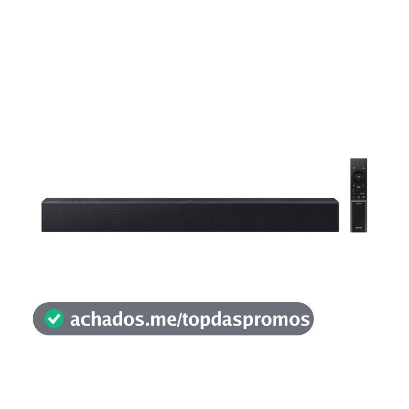 Soundbar Samsung HW-B400F, com 2.0 canais, Bluetooth, Subwoofer integrado e HDMI ARC