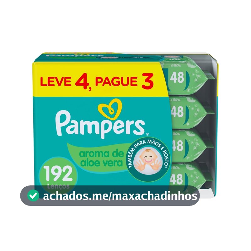 Lenços Umedecidos Pampers Aroma de Aloe Vera 192 Unidades