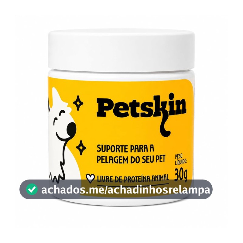 Suplemento Vitamínico Petskin Natural em Pó para Cães e Gatos Suporte para Pele Pelagem e Auxílio na Dermatite e Leishmaniose Alta Solubilidade e Fácil Aceitação