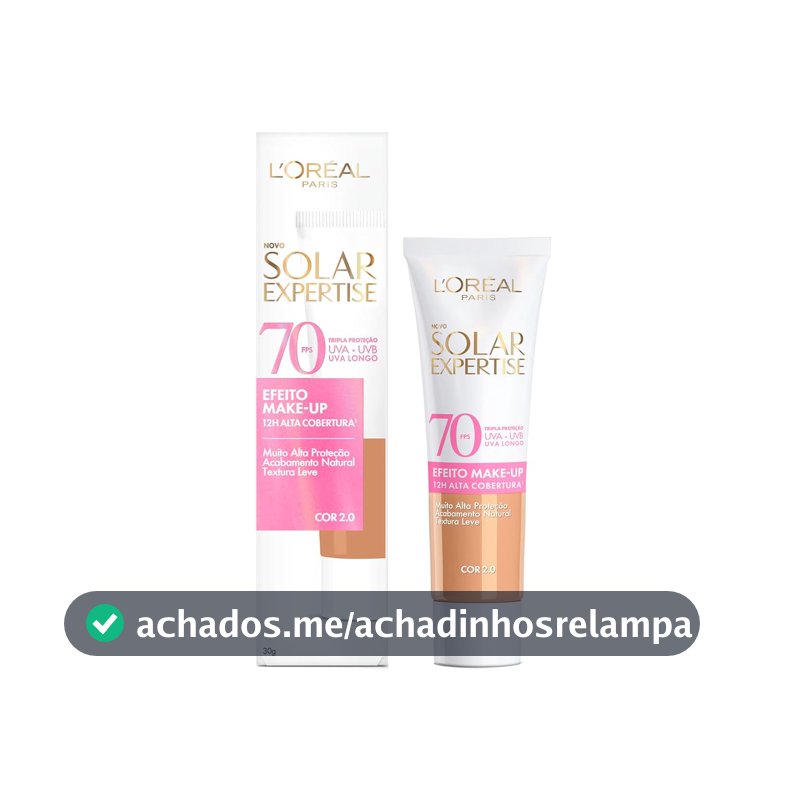 Protetor Solar Facial com Cor FPS 70 Alta Cobertura - L'Oréal Paris Solar Expertise Efeito Make Up - Cor 2.0 30g