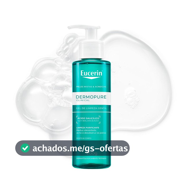 EUCERIN Dermopure Clinical Gel de Limpeza Gentil 200ml, Redução da oleosidade e acne, Desobstrui os poros